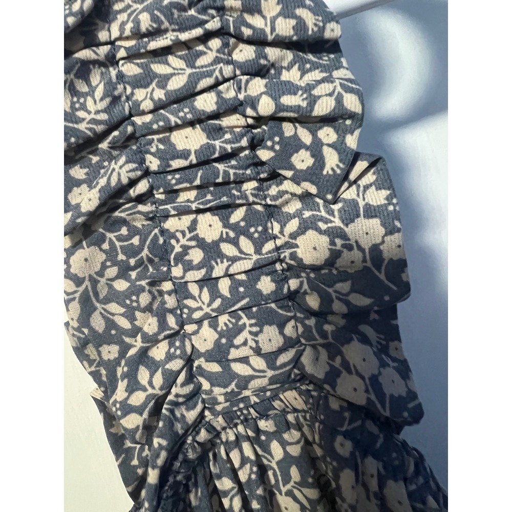 Jodifl Navy Blue Floral Ruffle Strap Square Neck Top H9168 Womens Large - Picture 5 of 6